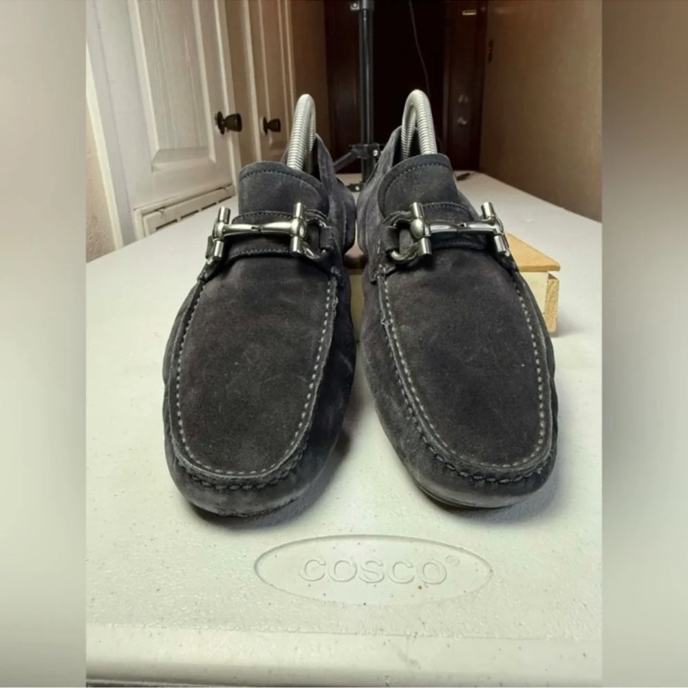 Salvatore Ferragamo Parigi Gancini Driving Loafers Suede Bit Mens Size 7